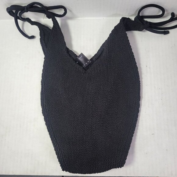 Asos Design Black Textured Adjustable Side Tie Bikini Bottom Swimwear - Picture 3 of 7